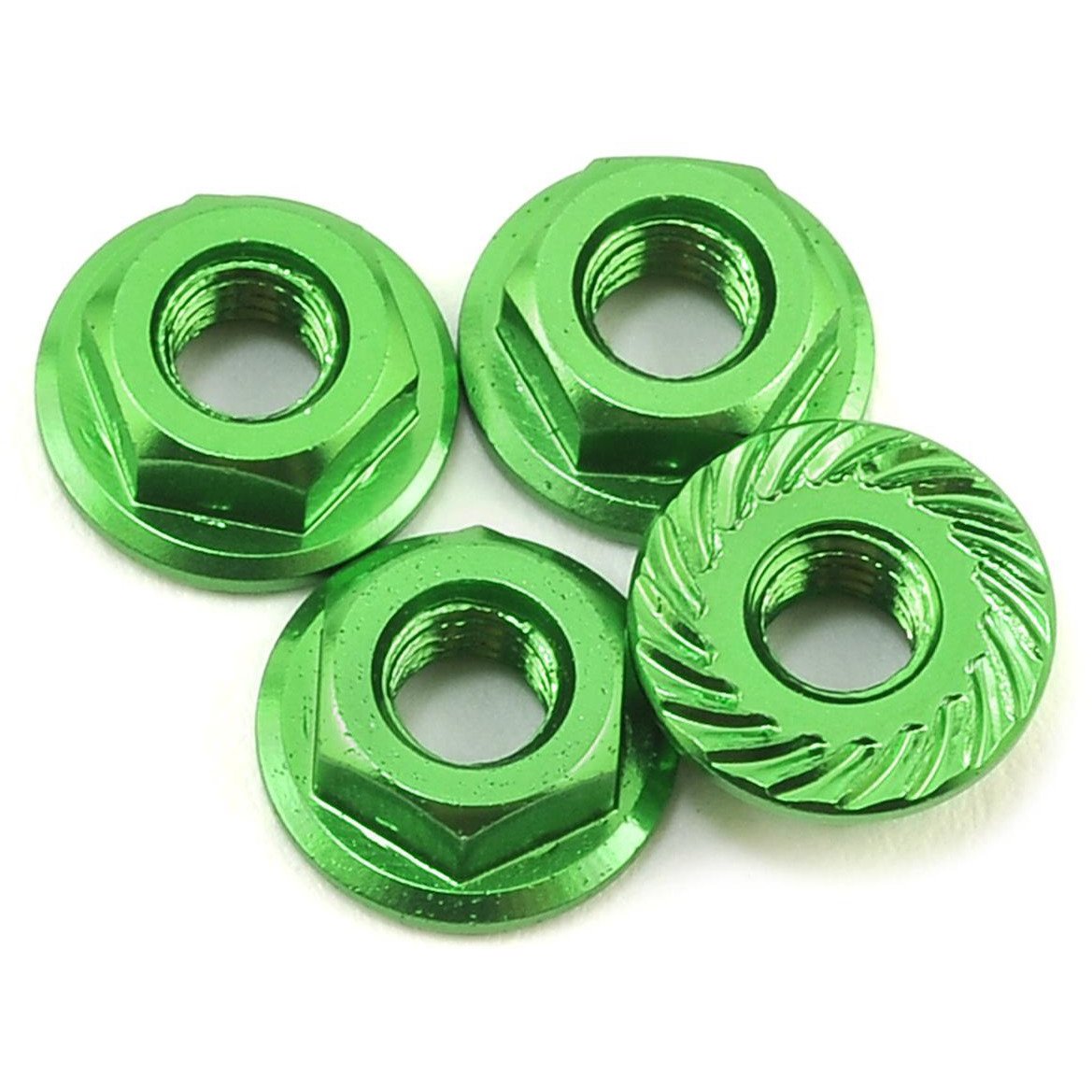 175RC Aluminum 4mm Serrated Wheel Nuts (Green)
