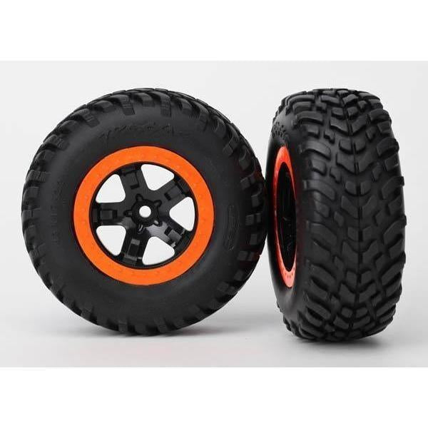 5863R Tires & Wheels, Assembled, Glued (S1 Compound) (Sct, Black, Orange Beadlock Wheels, Dual Profile (2.2' Outer, 3.0' Inner), Sct Off-Road Racing Tires, Foam Inserts) (2) (4Wd F/R, 2Wd Rear) (Tsm Rated)