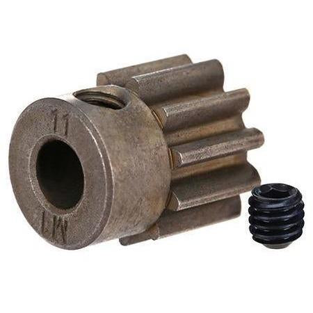 6484X Gear, 11-T pinion (1.0 metric pitch) (fits 5mm shaft)/ set screw (compatible with steel spur gears) - Swasey's Hardware & Hobbies