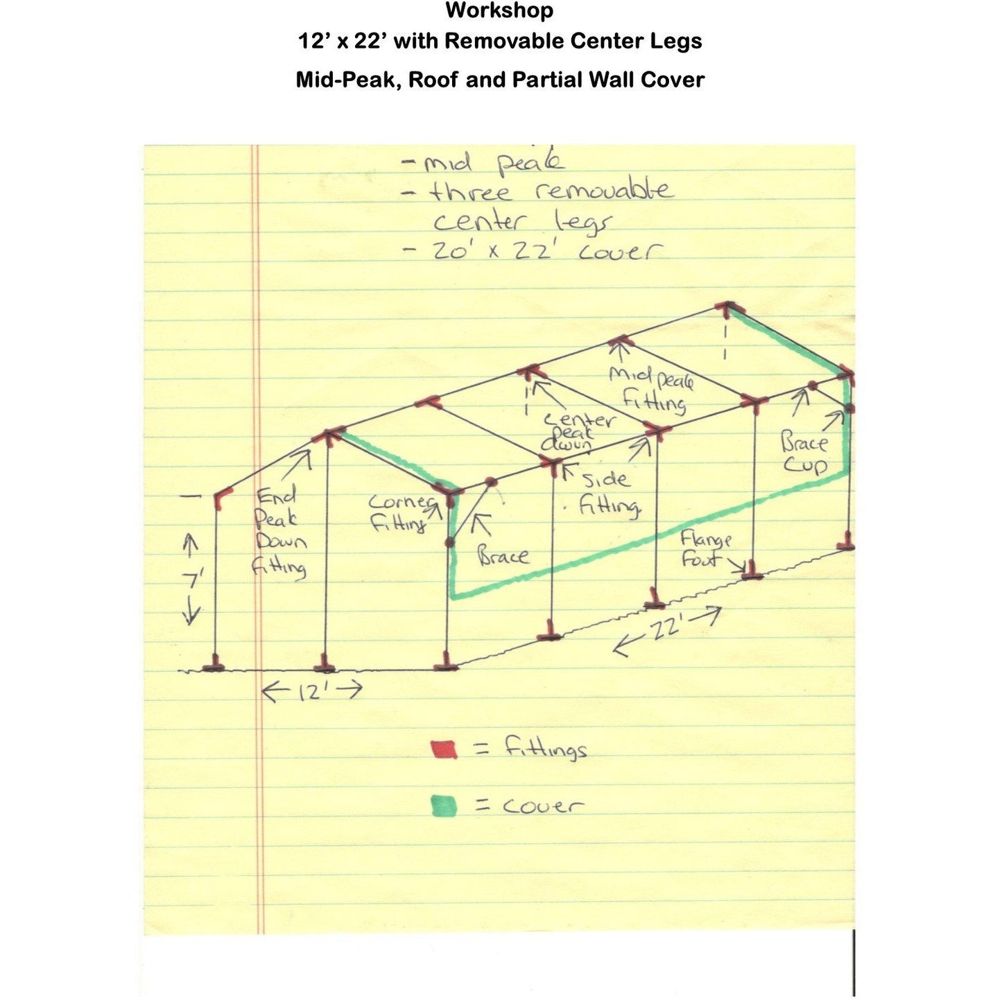 Workshop 12' x 22' with Removable Center Legs