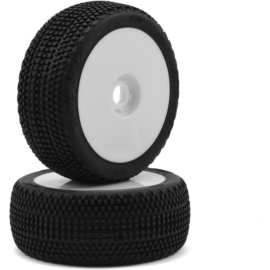 HB Racing Gridlock V2 Pre-Mounted 1/8 Buggy Tires (White) (2) (Pink Compound)
