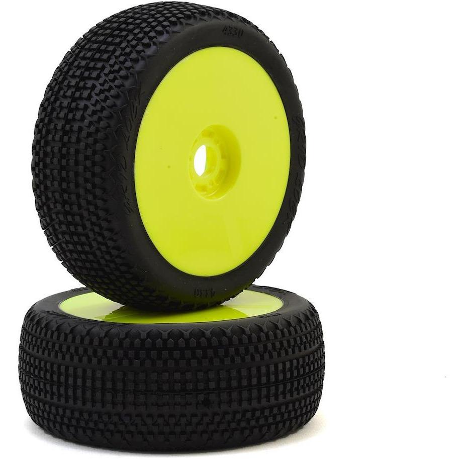 HB Racing Gridlock V2 Pre-Mounted 1/8 Buggy Tires (Yellow) (2) (Pink Compound)