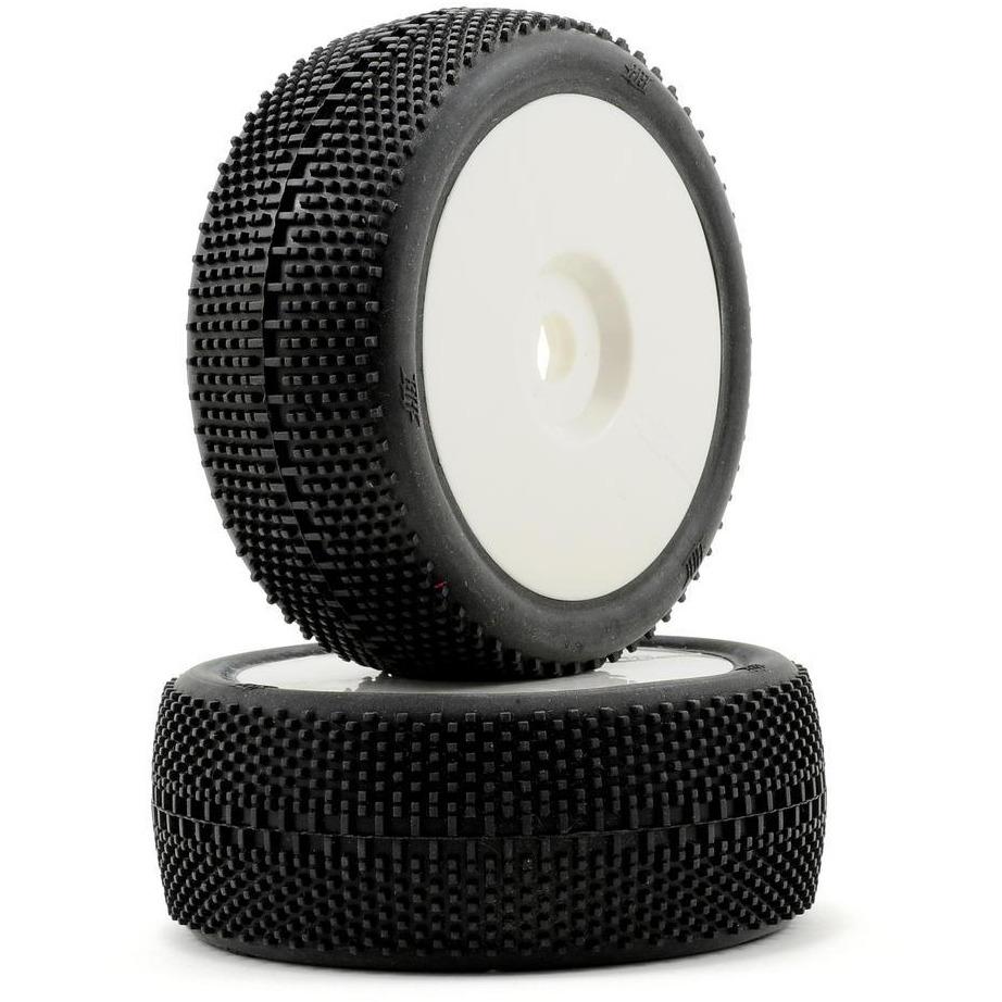 HB Racing Megabite Pre-Mounted 1/8 Buggy Tire (2) (White) (White)