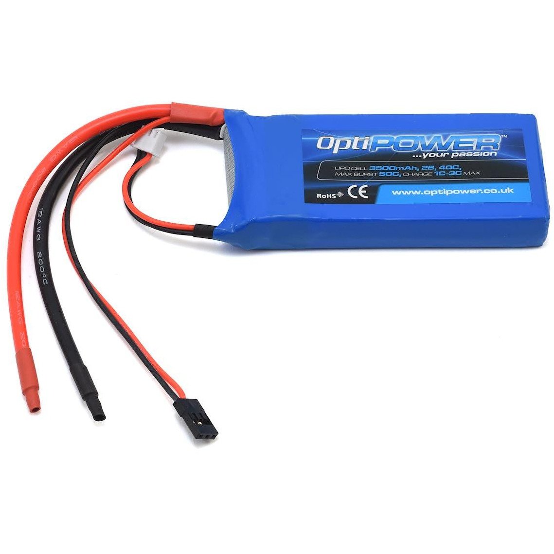Optipower 2S 40C LiPo Receiver Battery Pack (7.4V/3500mAh)