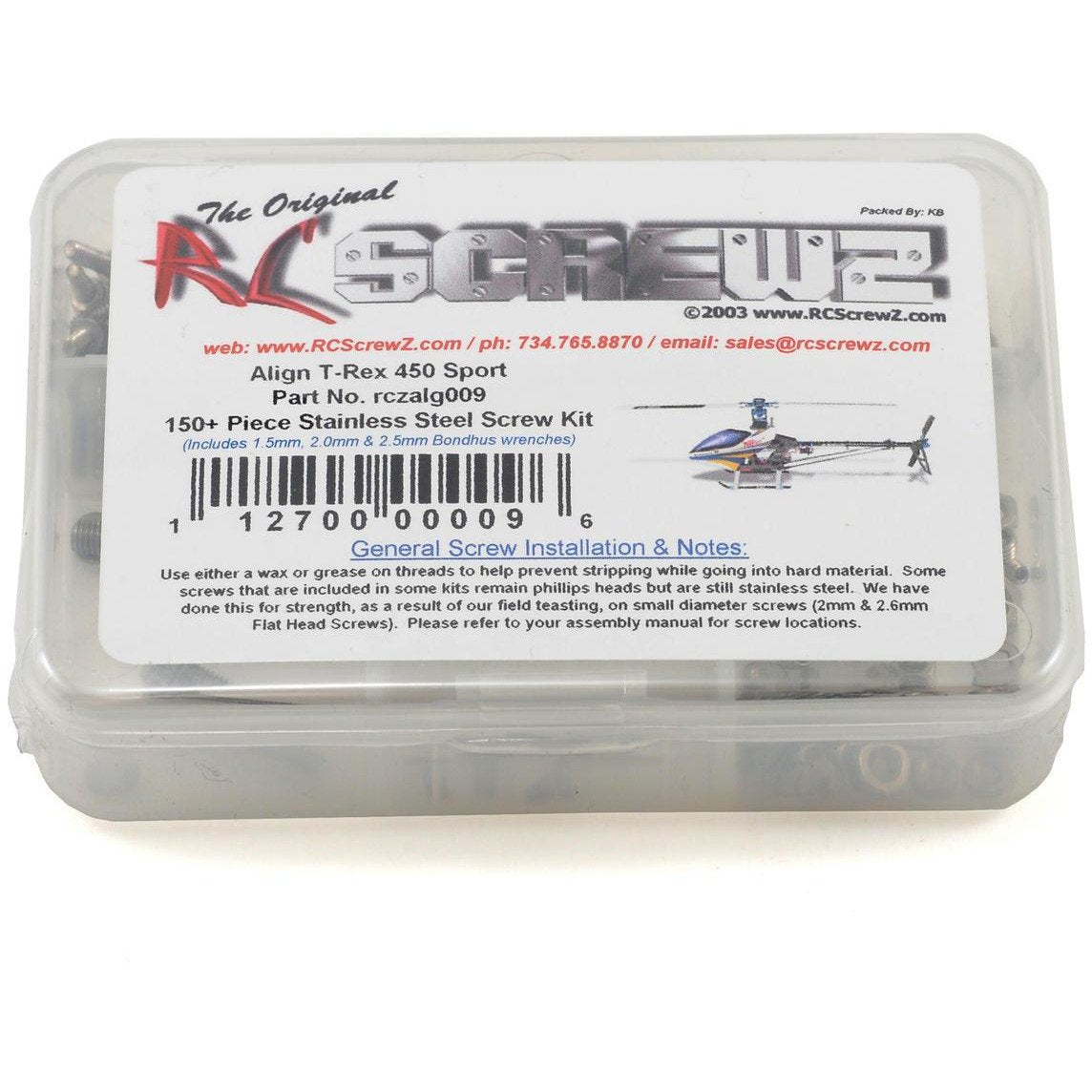 RC Screwz Align T-Rex 450 Sport Stainless Steel Screw Kit