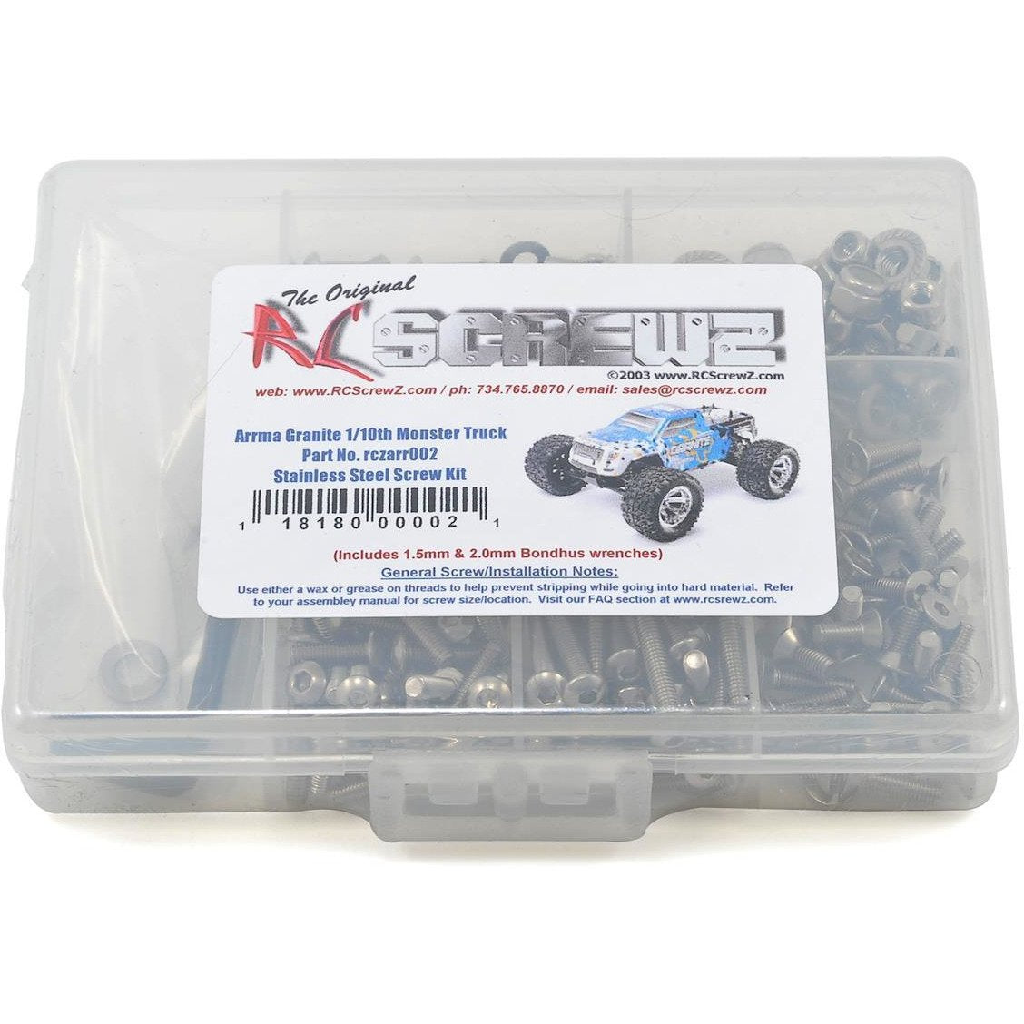 RC Screwz Arrma RC Granite BL 1/10th Monster Truck Stainless Steel Screw Kit