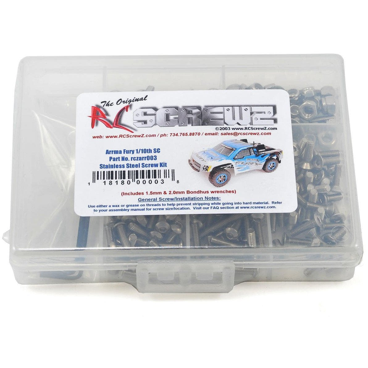 RC Screwz Arrma RC Fury 1/10th Short Course Stainless Steel Screw Kit