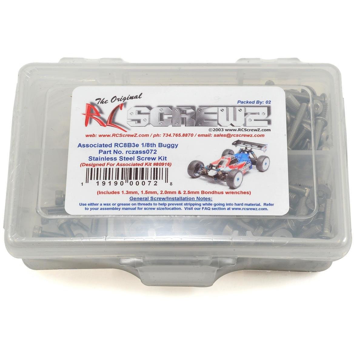 RC Screwz Associated RC8B3e Stainless Steel Screw Kit
