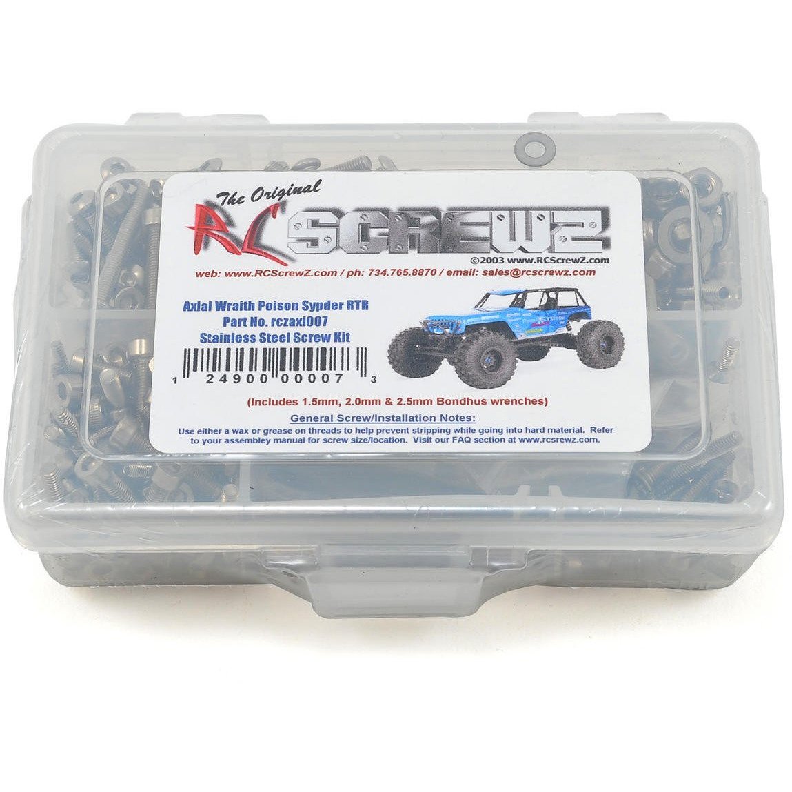 RC Screwz Axial Wraith Poison Spyder Stainless Steel Screw Kit