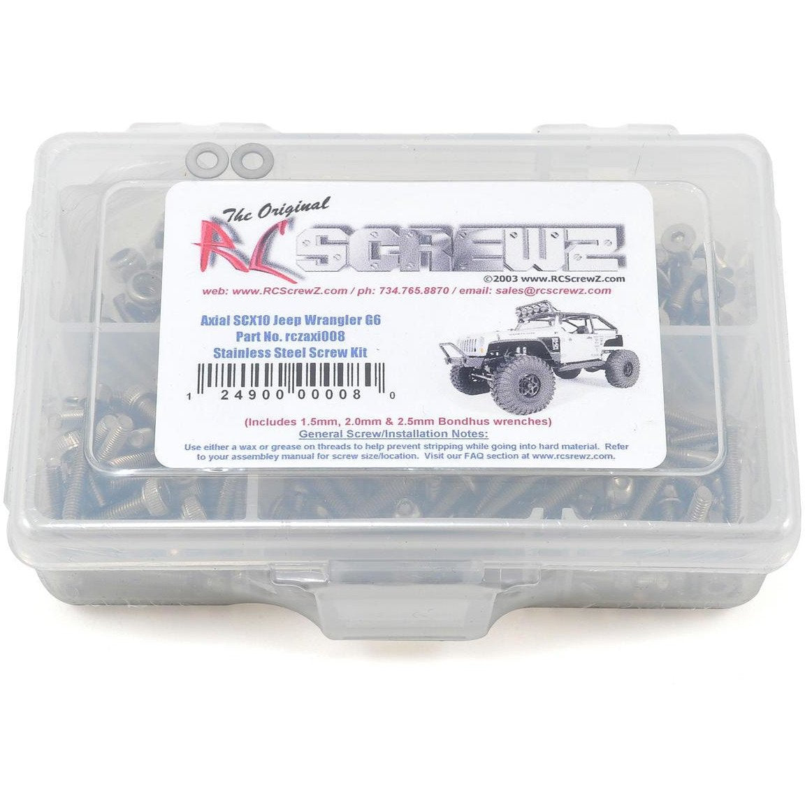RC Screwz Axial SCX10 Jeep Wrangler G6 Stainless Steel Screw Kit