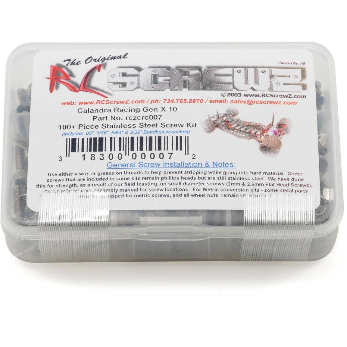 RC Screwz CRC Gen-X 10 Stainless Steel Screw Kit