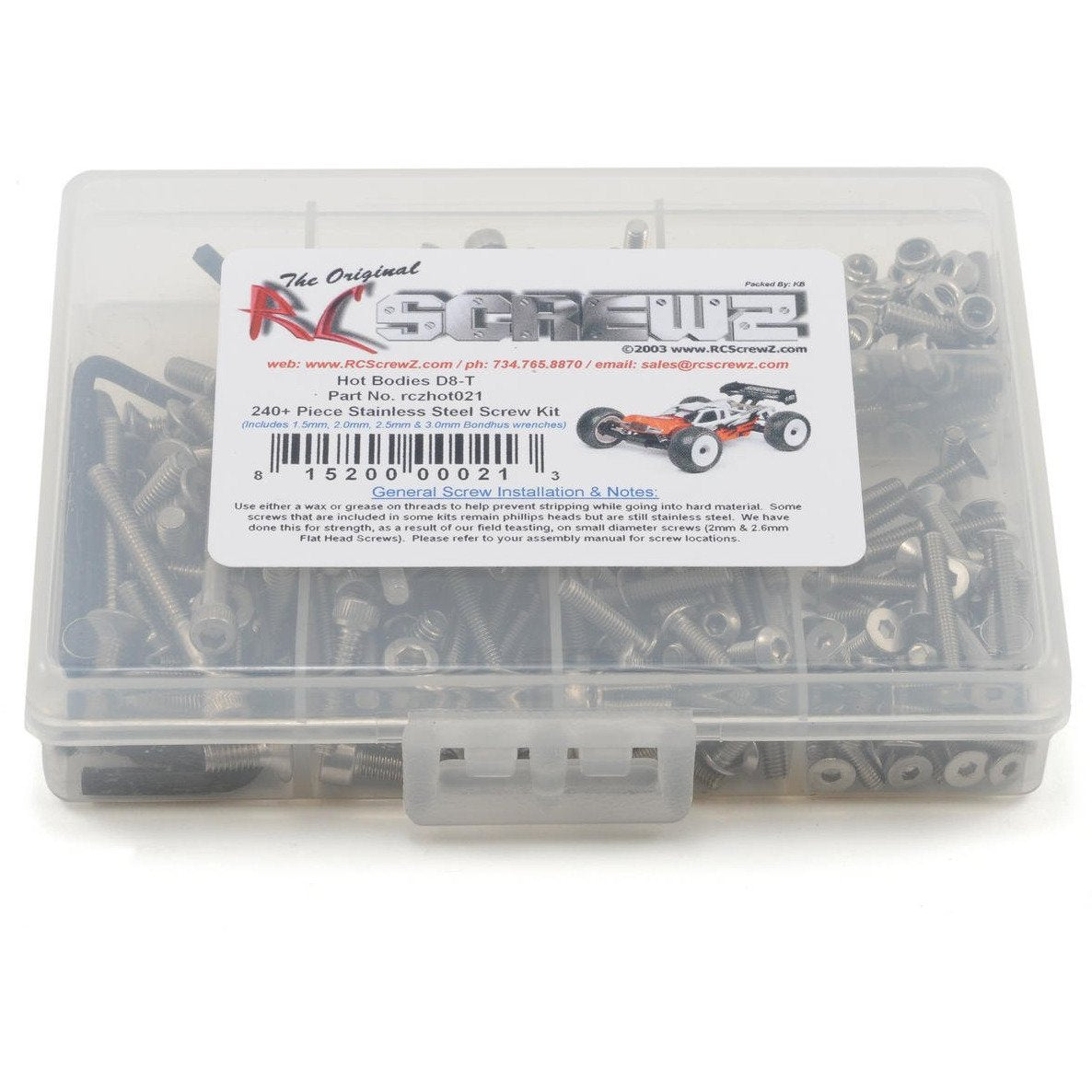 RC Screwz Hot Bodies D8T Stainless Steel Screw Kit