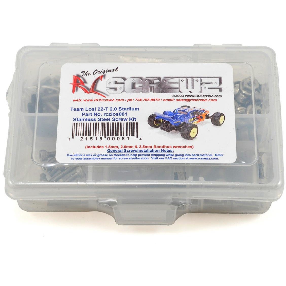 RC Screwz Team Losi 22T 2.0 Stainless Screw Kit