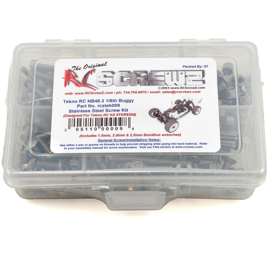 RC Screwz Tekno RC NB48.3 1/8th Stainless Screw Kit