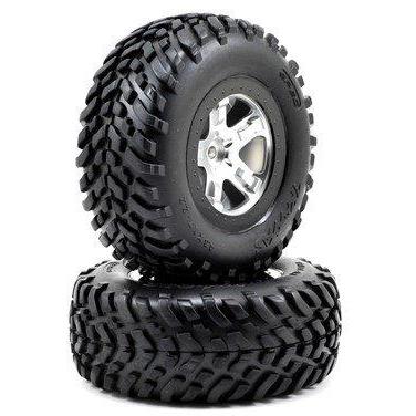 5873X Tires & Wheels, Assembled, Glued (Sct Satin Chrome, Black Beadlock Style Wheels, Sct Off-Road Racing Tires, Foam Inserts) (2) (4Wd Front/Rear, 2Wd Rear Only)