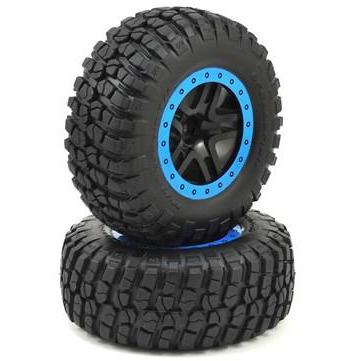 5885A Tire & Wheel Assy, Glued (Sct Split-Spoke, Black, Blue Beadlock Wheels, Bfgoodrichâ® Mud-Terrain™ T/Aâ® Km2 Tires, Inserts) (2) (2Wd Front)