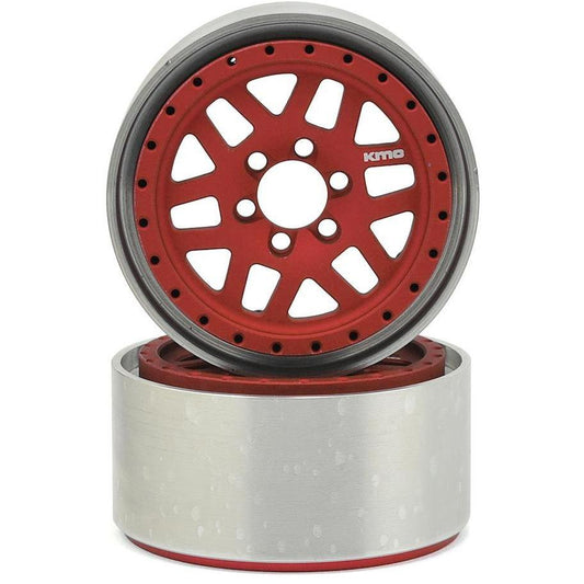 Vanquish Products KMC XD229 Machete 2.2" Beadlock Wheels (2) (Red/Black)