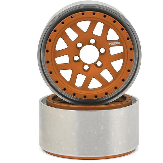 Vanquish Products KMC XD229 Machete 2.2" Beadlock Wheels (Orange/Black) (2)