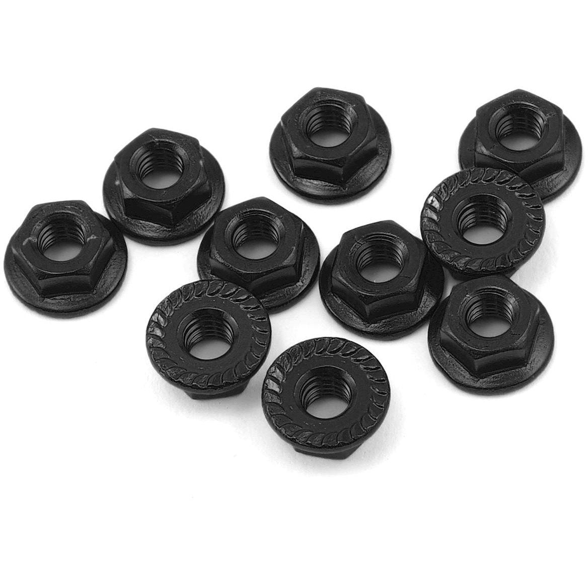 Yeah Racing 4mm Aluminum Serrated Lock Nut (10) (Black)