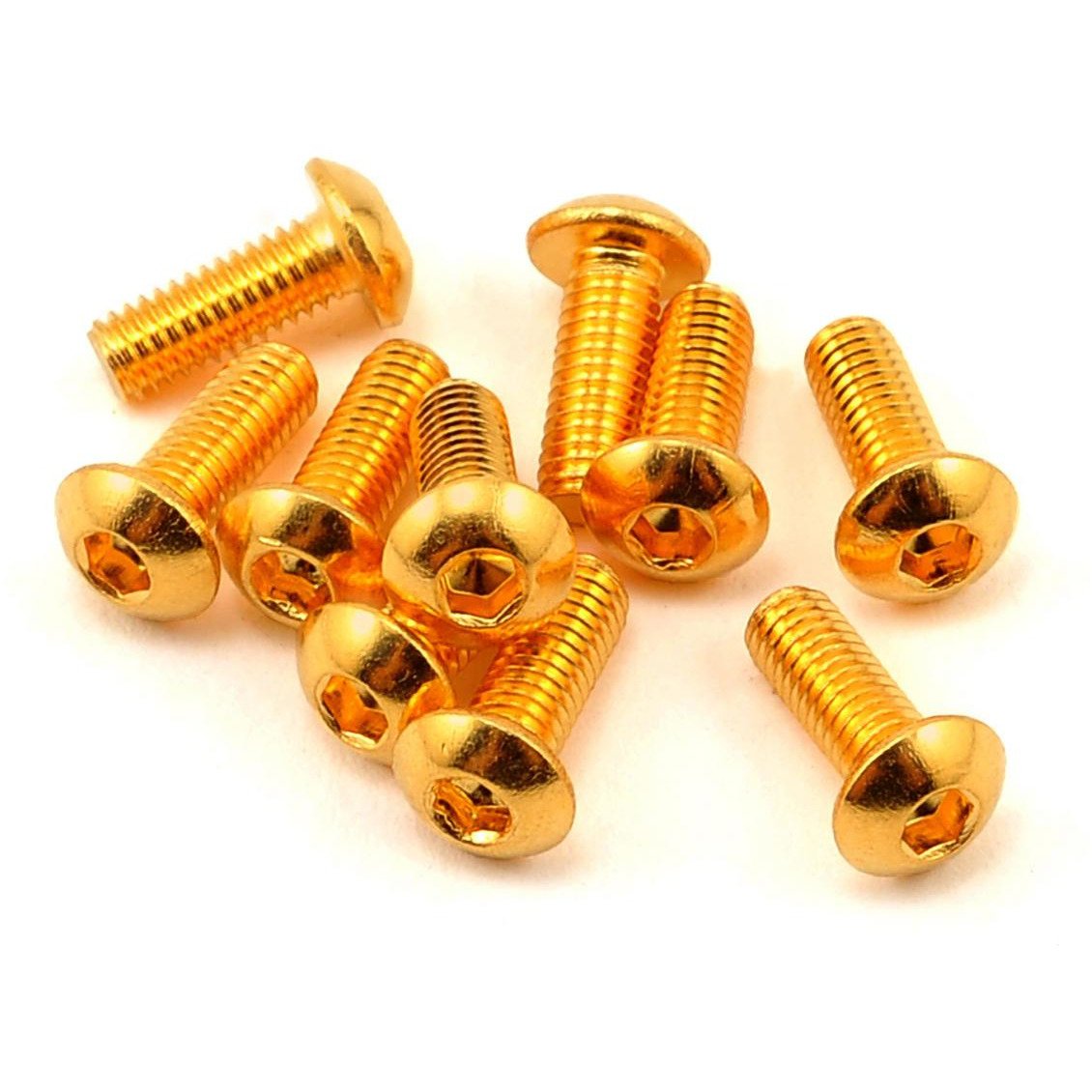 Yeah Racing 3x8mm 24K Gold Coated 12.9 Grade Steel Button Head Hex Screw (10)
