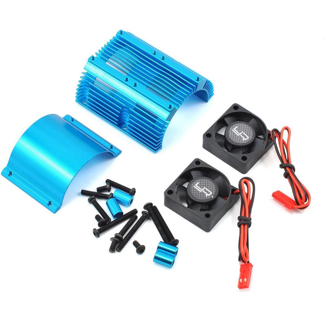 Yeah Racing 1/8 Twin Fan Aluminum Heat Sink w/2 Fans (Blue) (40.8mm diameter)
