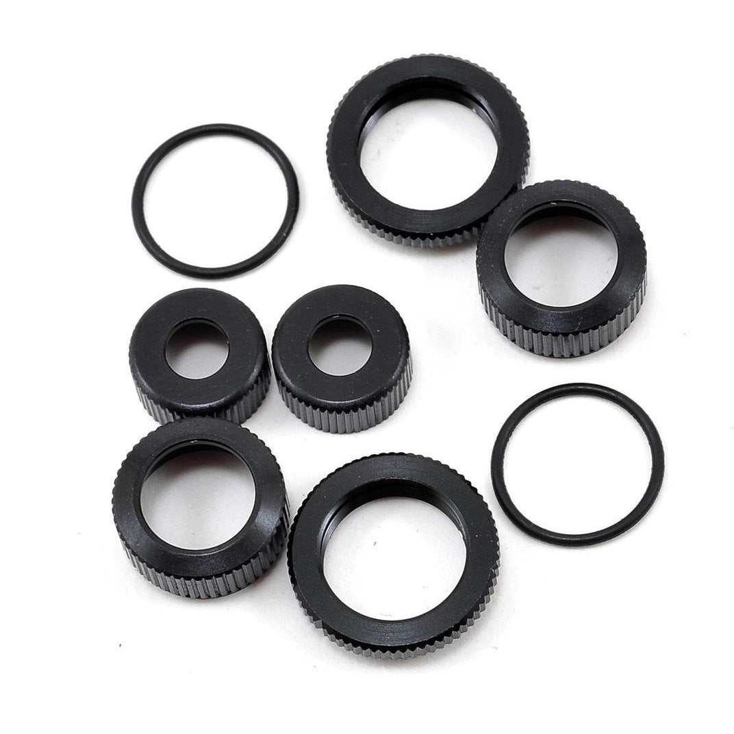 Yokomo Lower Shock Cap & Pre-Load Collar Set (Black) (2)