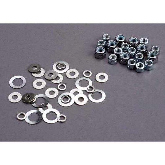 1252 Nut set, lock nuts (3mm (11) and 4mm(7)) & washer set