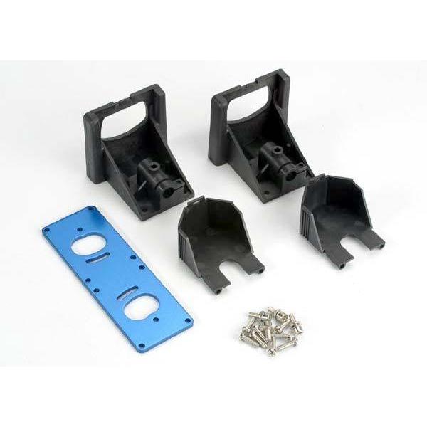 1521R Motor mounting bracket/ gear cover (2)/ Motor plate, T6 aluminum (1)/ 3x10 RM (8)/ 3x10CS (4) This part replaces part #1521