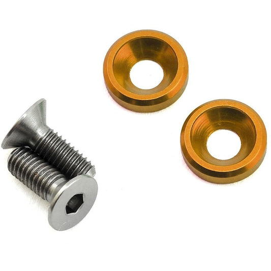 175RC 3x8mm Titanium Flat Head Motor Screws w/Aluminum Washers (Gold) (2)