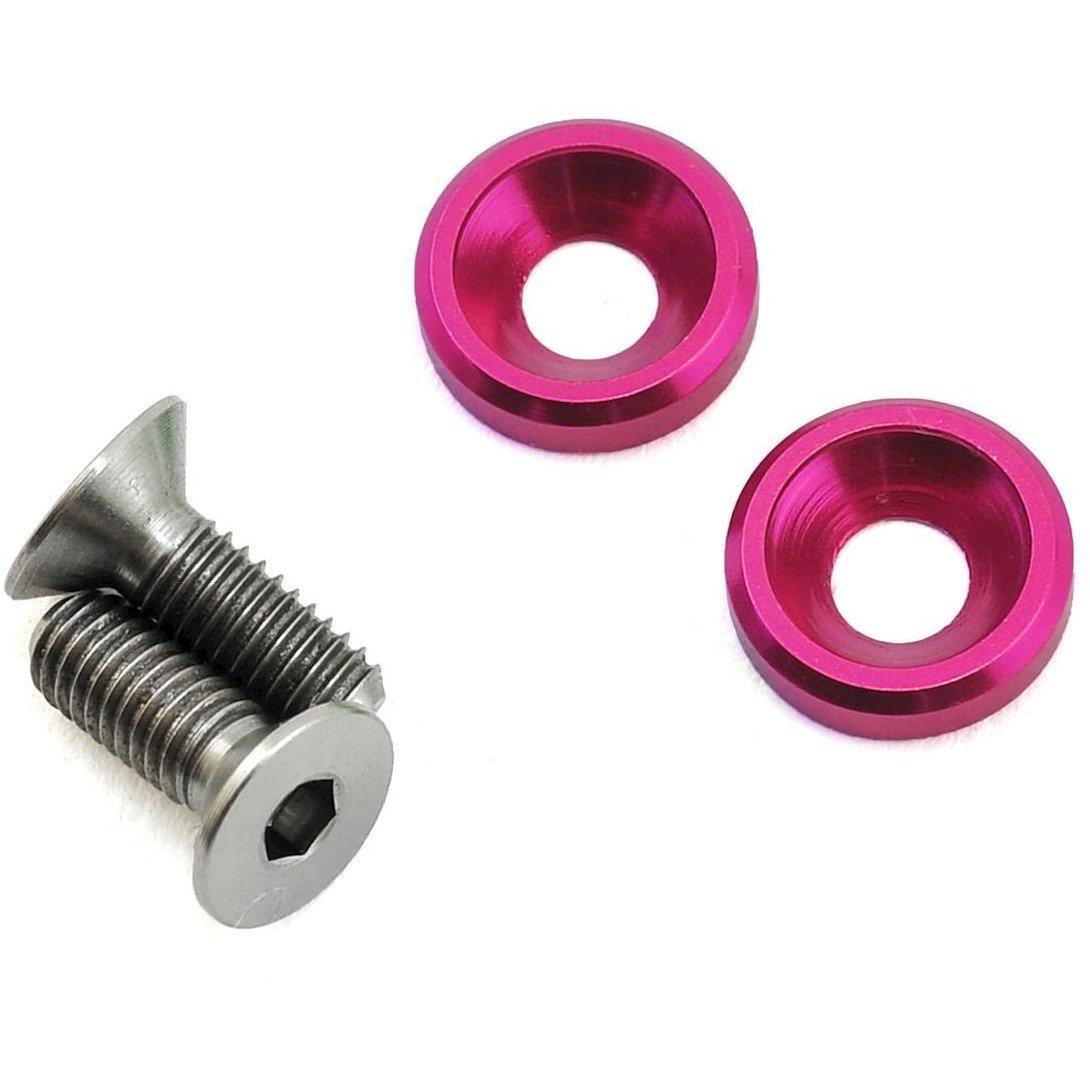 175RC 3x8mm Titanium Flat Head Motor Screws w/Aluminum Washers (Pink) (2)