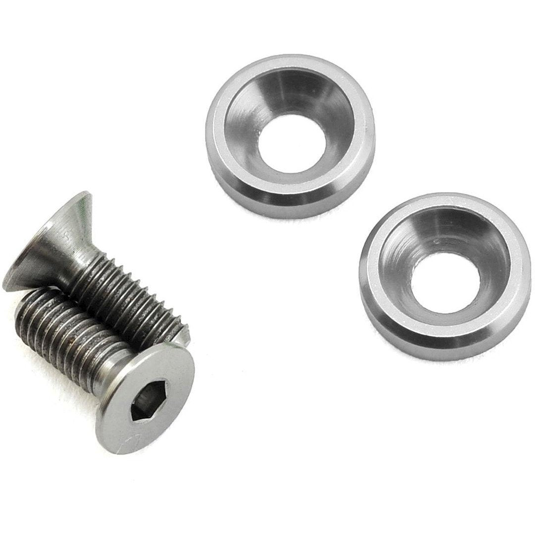 175RC 3x8mm Titanium Flat Head Motor Screws w/Aluminum Washers (Silver) (2)