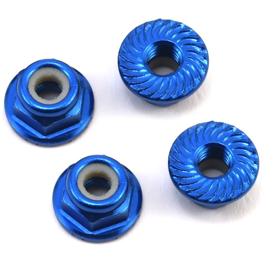 175RC Aluminum 4mm Serrated Locknuts (Blue)