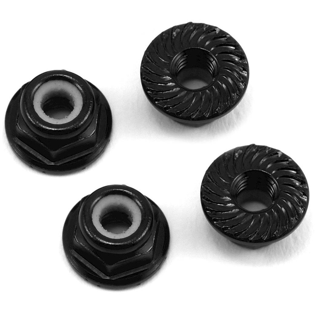 175RC Aluminum 4mm Serrated Locknuts (Black)