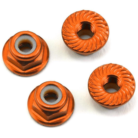 175RC Aluminum 4mm Serrated Locknuts (Orange)