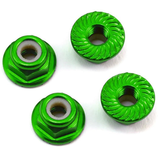 175RC Aluminum 4mm Serrated Locknuts (Green)