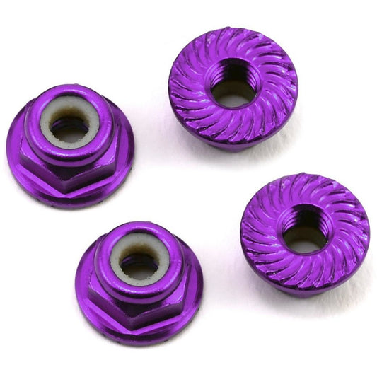 175RC Aluminum 4mm Serrated Locknuts (Purple)