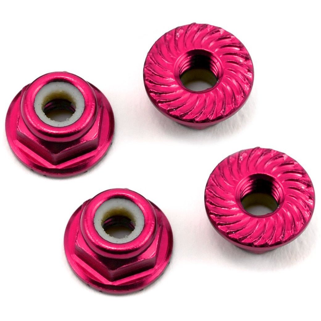 175RC Aluminum 4mm Serrated Locknuts (Pink)