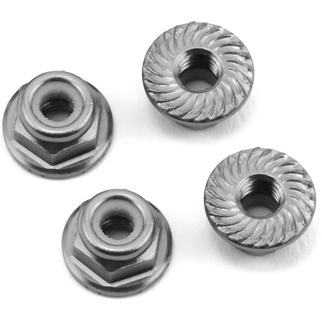 175RC Aluminum 4mm Serrated Locknuts (Silver)