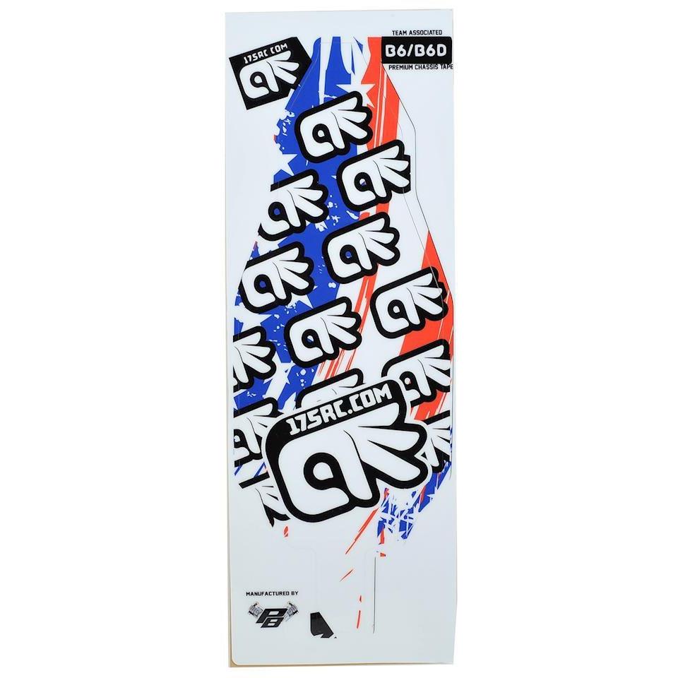 175RC B6/B6D Chassis Skin (Red, White, Blue, Stars)