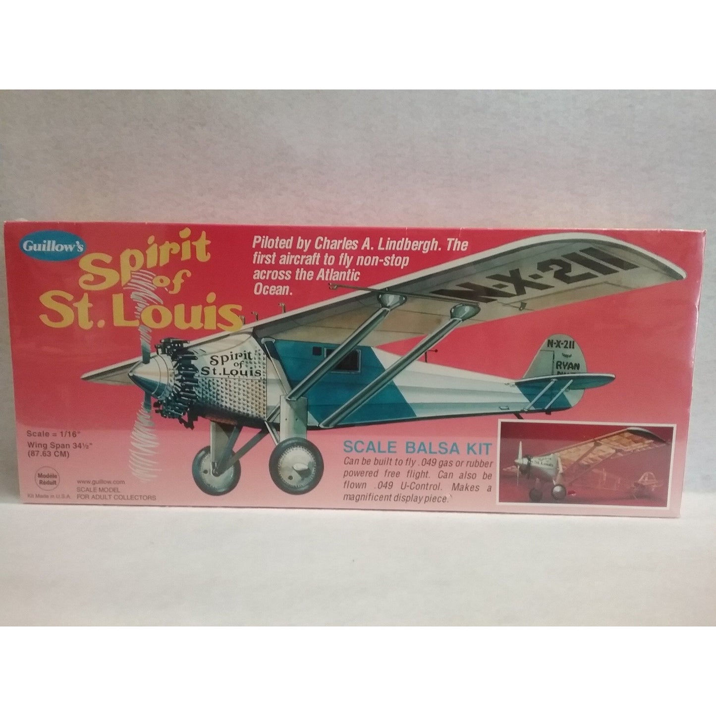 1/16 Scale Guillow's #807 Balsa Wood Spirit of St. Louis