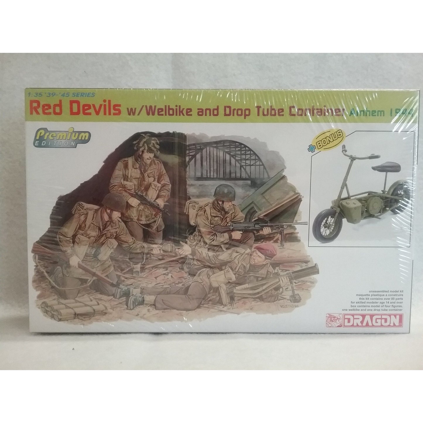 1/35 Scale Dragon Red Devils W/Welbike And Drop Tube Container Arnhem 1944