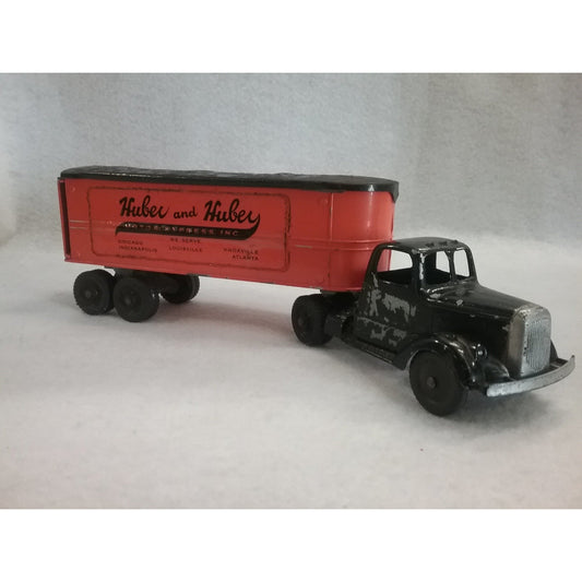 Tootsietoy Semi Truck With Huber and Huber Trailer