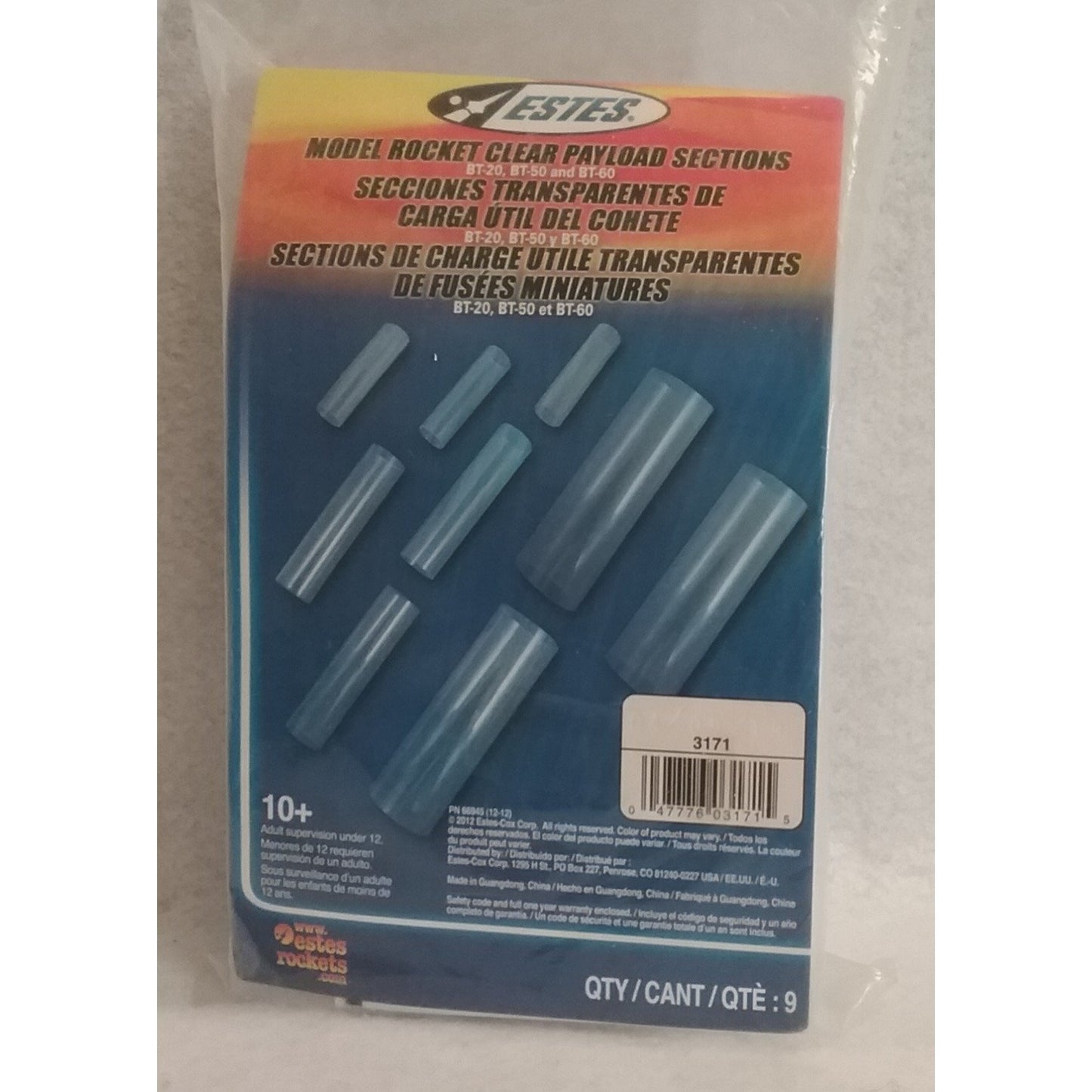 Estes Model Rocket Clear Payload Sections