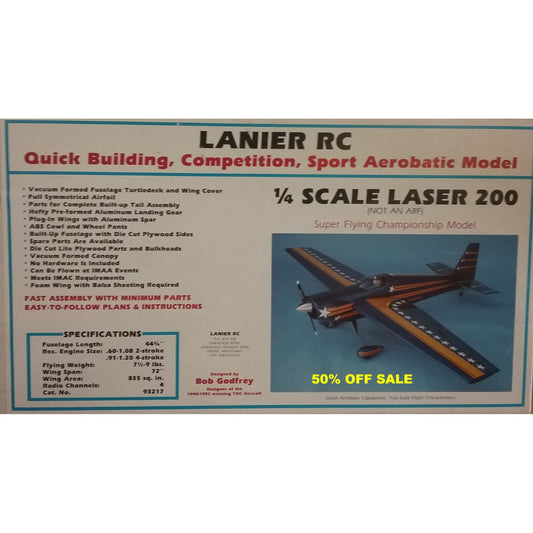 50% OFF SALE !!!-1/4 Scale Lanier Laser 200 RC Plane Kit