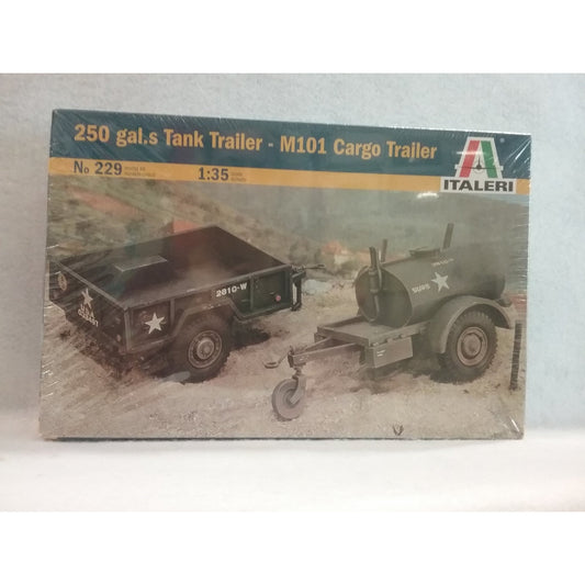 1/35 Scale Italeri Kit No.229  250 Gal. S Tank Trailer And M101 Cargo Trailer