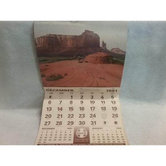 December 1981-82 Vintage Santa Fe Calendar