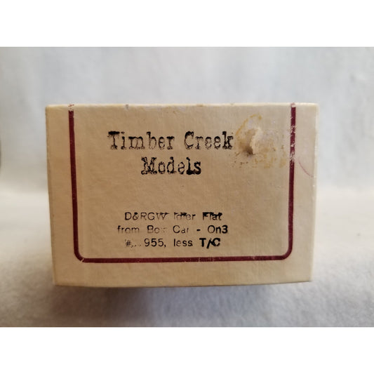 On3 Scale Timber Creek Models No.955 D & RGW Idler Flat Car Wood Kit