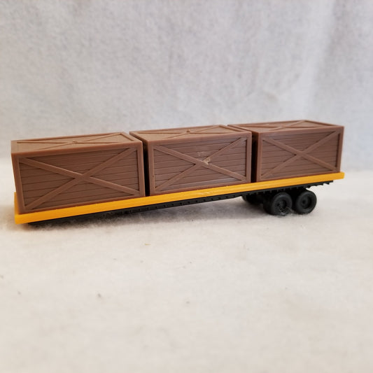 HO Scale AHM Semi-Truck Flat Car With Crates