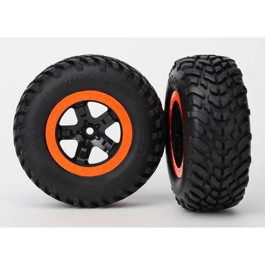 5863R Tires & Wheels, Assembled, Glued (S1 Compound) (Sct, Black, Orange Beadlock Wheels, Dual Profile (2.2' Outer, 3.0' Inner), Sct Off-Road Racing Tires, Foam Inserts) (2) (4Wd F/R, 2Wd Rear) (Tsm Rated)