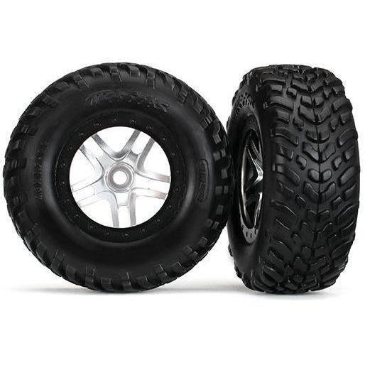 5977 Tires & Wheels, Assembled, Glued (Sct Split-Spoke Chrome, Red Beadlock Style Wheels, Dual Profile (2.2' Outer, 3.0' Inner), Sct Off-Road Racing Tires, Inserts) (2) (Front/Rear)